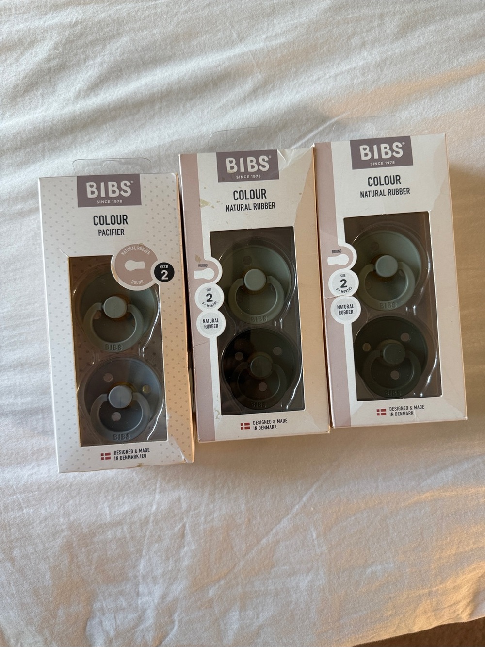 BIBS Colour Natural Rubber Pacifiers - Olive Green (Set of 6)